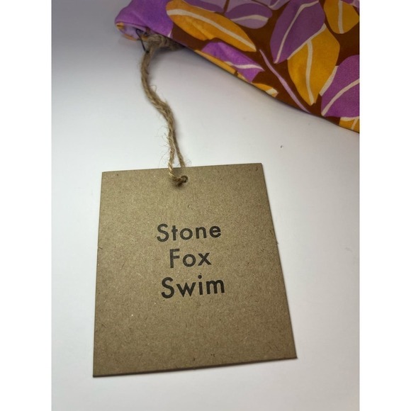 1Fox Stone Swim LeLe Bikini Top, Bandeau, Retro Bloom, Pink/Orange, size Medium - Picture 11 of 15